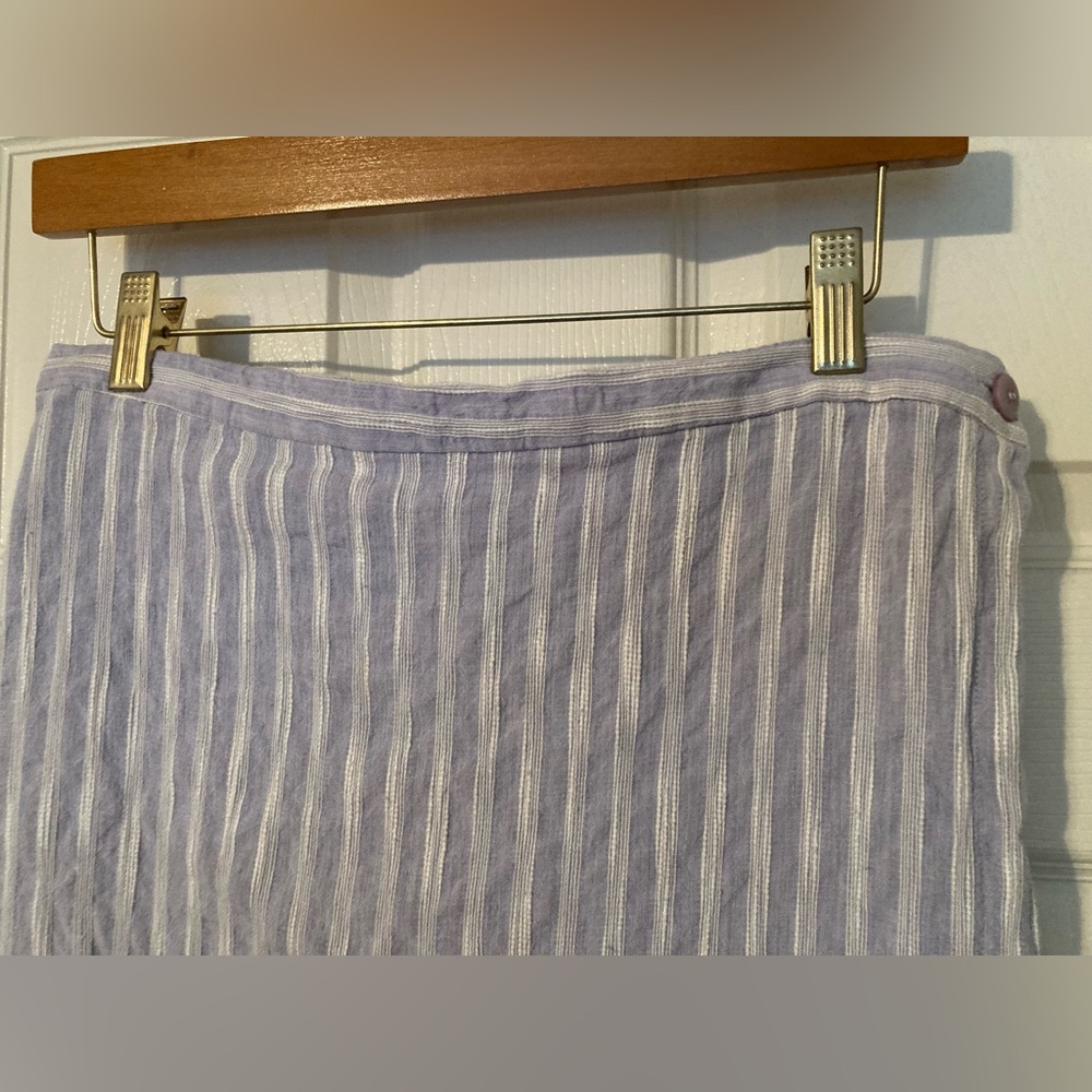Eileen Fisher Lavender Striped Wrap Skirt - Picture 4 of 8